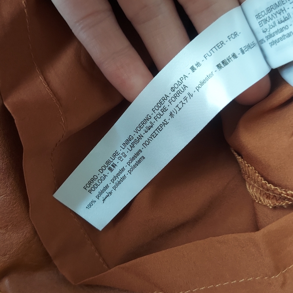 Zara Faux Brown Leather Mini Skirt With Shorts With Belt Size Small - Picture 6 of 6